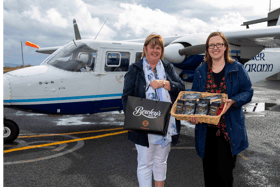 Catherine Mulkerrin, left, who lives on Inis Mor, and has been running coffee mornings for Hospice for over 20 years, is pictured with Lorraine Gallagher, Galway Hospice