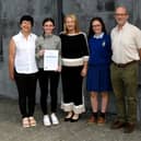 Caoimhe Dooley of Roscrea, pictured with her parents Eilish and Martin and sister Clodagh and Ursuline  Thurles Principal Triona Gleeson. Caoimhe achieved 8 H1's in her Leaving and is planning to cont