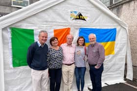 Pat McKenna (Thurles Rotary Club), Ludmilla (Templemore Ukrainian Group), John M Gleeson (Thurles Rotary Club), Katerina (Thurles Ukrainian Group) and Billy Gleeson (Thurles Community Social Services.