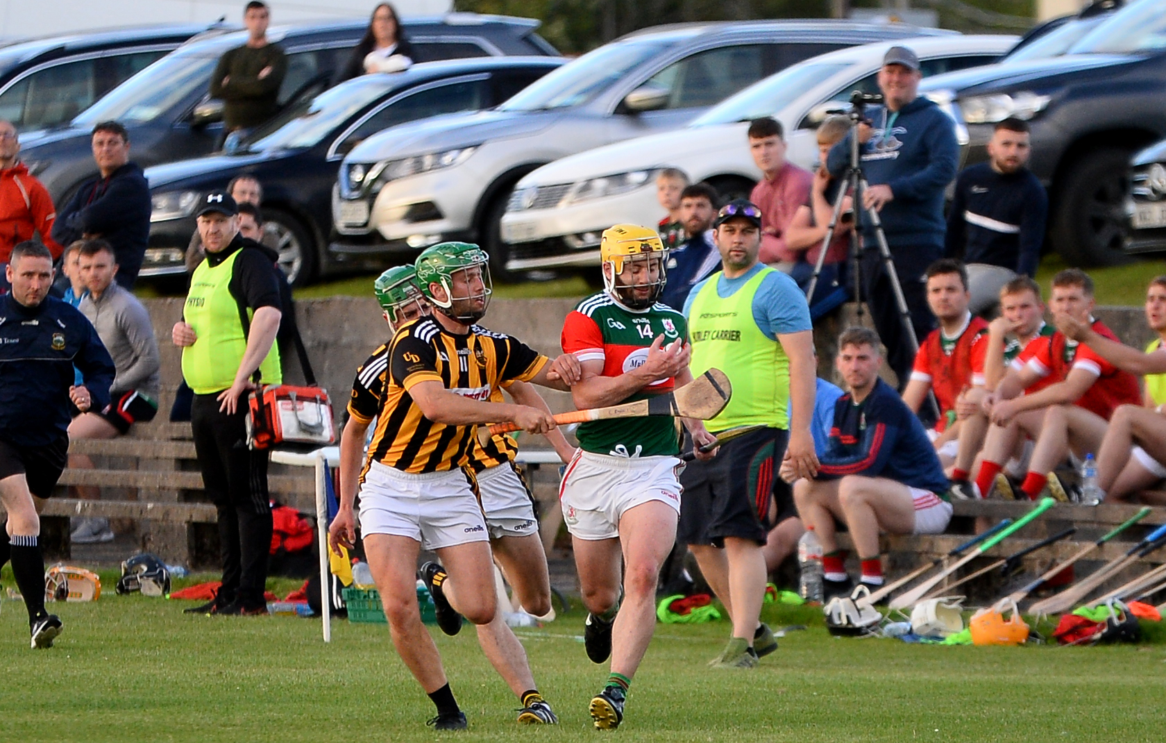 Jack Shelly (Mullinahone) tries to get past Colm Ryan (Upperchurch) in this evening's County SFC game played at Boherlahan. Pic: Michael Boland