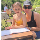 Enjoying tea and refreshments at Glengarra Mountain Lodge  in beautiful sunshine on Sunday, July 17 were  Kaitlyn and Emma Russell