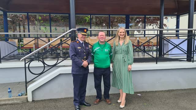 Templemore man Michael Ryan pictured with Commissioner Harris and Minister Helen McEntee
