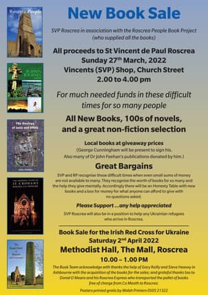 New book sale in Roscrea with all proceeds going to St Vincent de Paul