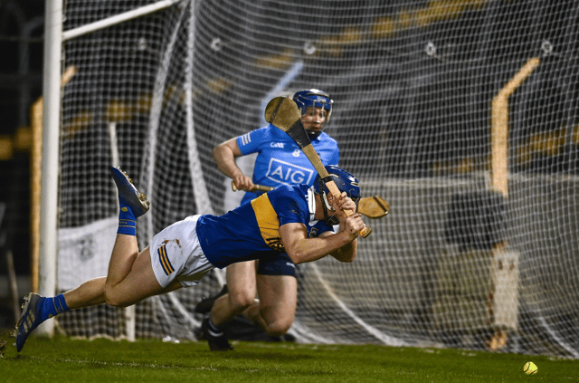 Tipperary's Jason Forde just fails to finish his late chance in this evening's game against Dublin. Picture: David Fitzgerald/Sportsfile