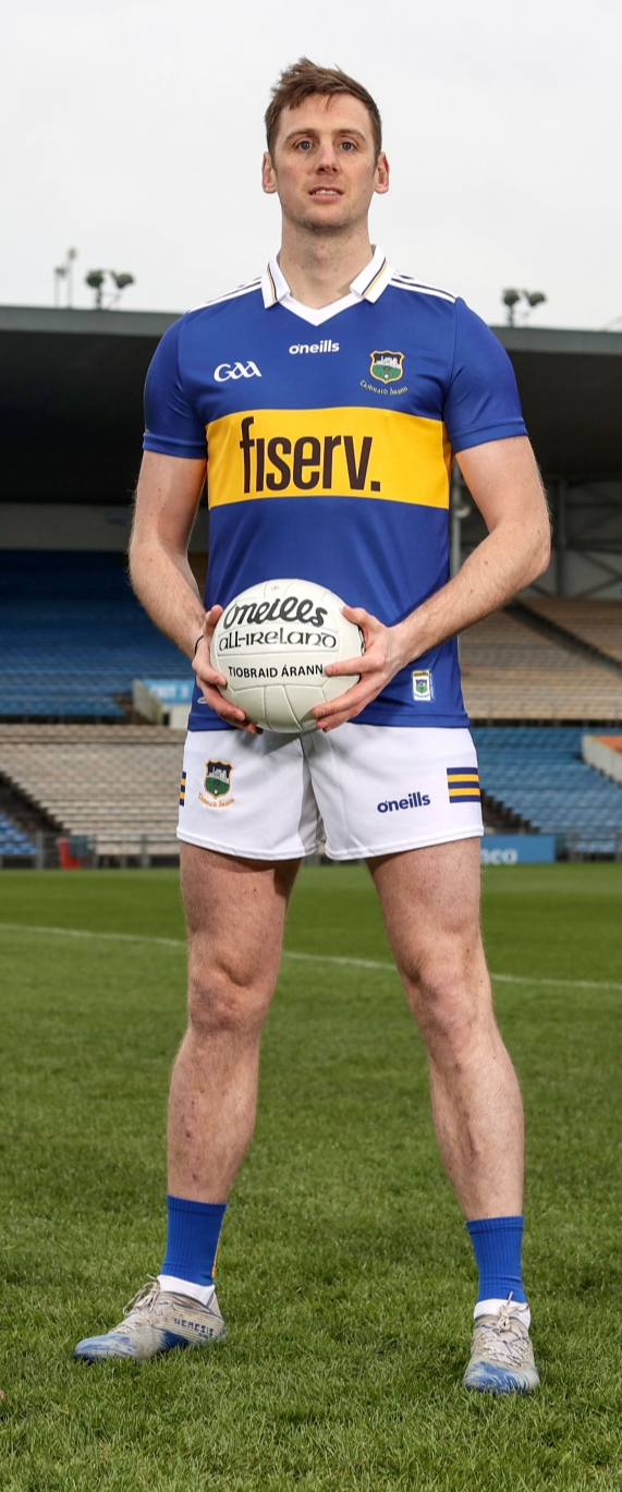 Conor Sweeney, sporting the new Tipperary jersey for the first time today, kicked seven points in Tipperary's National League Division Four game with Waterford in Dungarvan.