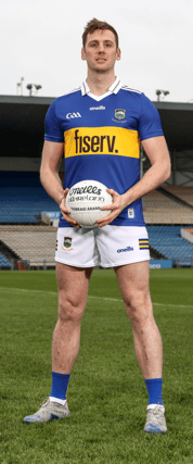 Conor Sweeney, sporting the new Tipperary jersey for the first time today, kicked seven points in Tipperary's National League Division Four game with Waterford in Dungarvan.
