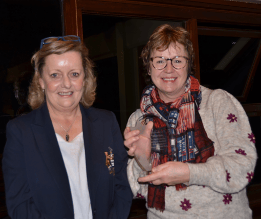 In one of her last duties as Ladies Captain at Clonmel Golf Club, 2020 Lady Captain Christine Hickey made a Special Presentation to Marian Hanrahan for her outstanding services to Ladies Golf