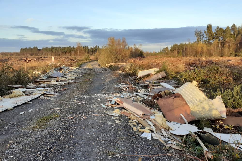 Materials believed to be from a mobile home photographed by local walkers