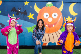Lucy Kennedy and mighty monsters Aoife and Ciara Jane launch Trick or Treat for Sick Children 2021 and are calling on everyone in Tipperary to get involved for a great cause