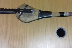 The hurley with the knife attached that was seized by Nenagh gardaí