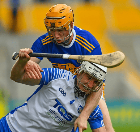 Tipperary's Jake Morris puts Waterford's Shane McNulty under pressure during the All-Ireland senior hurling championship quarter-final. Picture: Sportsfile