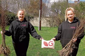 Woodview Committee Chairperson Bernadette Coveney Farrell and Secretary Samantha Darcy take delivery of trees and wildflower seed from Tipperary County Councils environment department