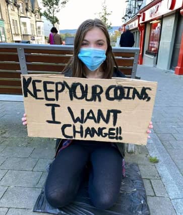 Kayleigh from Youth Work Tipperary highlights homelessness at the Kickham Plaza, Tipperary Town