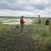 Bog Rehabilitation at Baunmore in June 1998. Left to right: Mark McCory, Michael Long, Cabragh Wetlands, Peter Ryan, Bird Watch Ireland and Jaime Dollard, Kylemakill