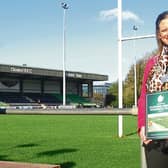 Mayor of Clonmel Cllr Siobhán Ambrose who launched "A History of Clonmel Rugby Football Club" at their home grounds at Ard Gaoithe, Clonmel, on Thursday morning last.