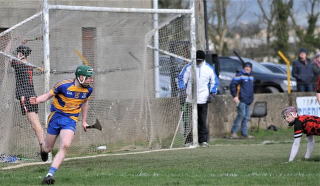 Kevin Cleary pictured celebrating a Cashel Community School goal at Seán Treacy Park.
