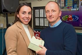 Ken Moloney, representing the December 2019 sponsor, Heineken, presenting the 'Mentor of the Month' award to Ms Helena Walsh