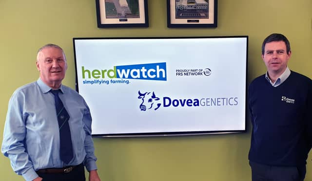 FRS Network CEO and Herdwatch Director Peter Byrne with Dovea Genetics General Manager Dr. Ger Ryan