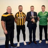 John Ryan, James Barry, David Butler and Seamus Kennedy pictured with Joe Kerrigan of Centenary Agri ahead of the mid final on Sunday