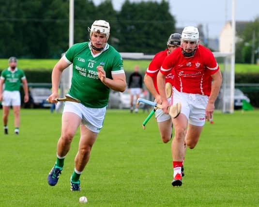 Drom & Inch captain David Butler pictured in action against Roscrea's Keith McMahon during their county senior hurling championship clash on Sunday evening. Picture: Eamonn McGee