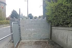 The wall at Moyne road built by the council, which residents are up in arms over as it blocks a right of way.