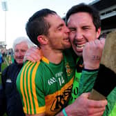 Glory days: Timmy Hammersley and manager John Devane pictured celebrating Clonoulty-Rossmore’s rousing county senior hurling final win over Nenagh Éire Óg at Semple Stadium. Photo: Eamonn McGee