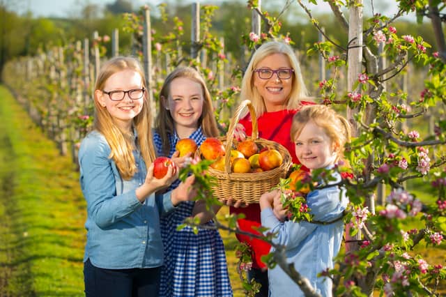 Pictured with Aoife Hearne are sisters Kate (12 yrs), Evie (8 yrs) and Emma (10 yrs) Hyland. Picture: Patrick Browne