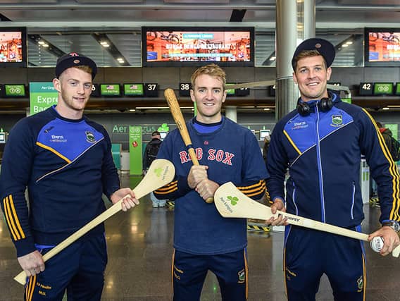Tipperary’s Michael Breen, Noel McGrath and Séamus Callanan pictured at Dublin Airport. Photo: Sportsfile