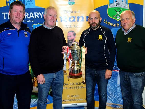 The Toomevara and Roscrea management teams. Photo: Eamonn McGee
