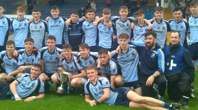 Moyle Rovers players celebrate after winning the county A minor football title in Semple Stadium