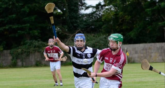 Eric O'Halloran (left), seen here in action against Ballingarry's Ger Fennelly, scored two points when Carrick Swans beat Killenaule in the Clonmel Oil South Tipp Senior Hurling Championship Final.