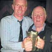 Tommy Lyons pictured with his son Brian, a former captain of the Thurles Rugby team.