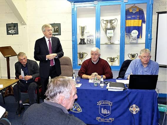 Páraic Duffy pictured addressing delegates at the Sarsfields Centre, Thurles in November. Photo: Jerry Ring