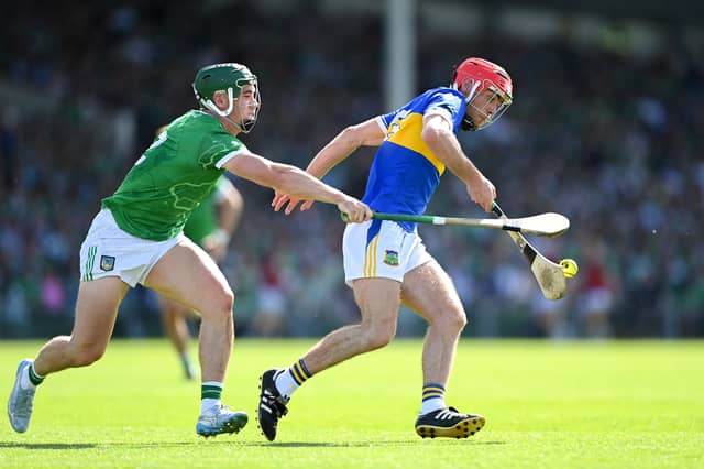 Tipperary's Stefan Tobin in action against Sean Finn of Limerick during Sunday's match in Limerick