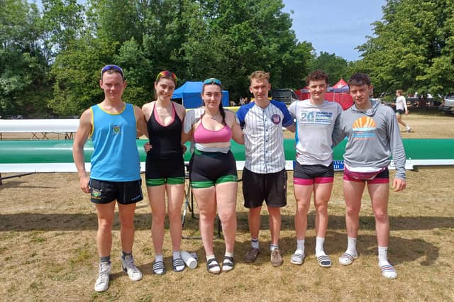 Clonmel rowers at the London Met Regatta - Tom Whelan, Laura Meehan, Lucy Mulcahy, Gerald Nugent, Sam Fleming and James Hurley