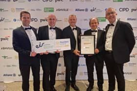 Receiving ​their ​award ​on behalf ​of ArraTipp ​in ​the 'Deal of the ​Year' category at the Chambers ​Ireland ​Awards at the weekend were ​(l ​to r): ​Billy Walsh, Chief People ​Officer & Company ​Secretary; Noel ​Kennedy, ​General Manager, Agri ​Division; Edward ​Carr, Chairman; Mícheál O'Kelly, Chief ​Financial ​Officer; Eamon O'Sullivan, Chief Executive Officer.