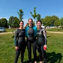 The top three swimmers in the Women's 1,500 race: Collette Keating (2nd), Stephanie Keating (1st), both of Carrick-on-Suir Triathlon Club and Mary McGeoghan (3rd)