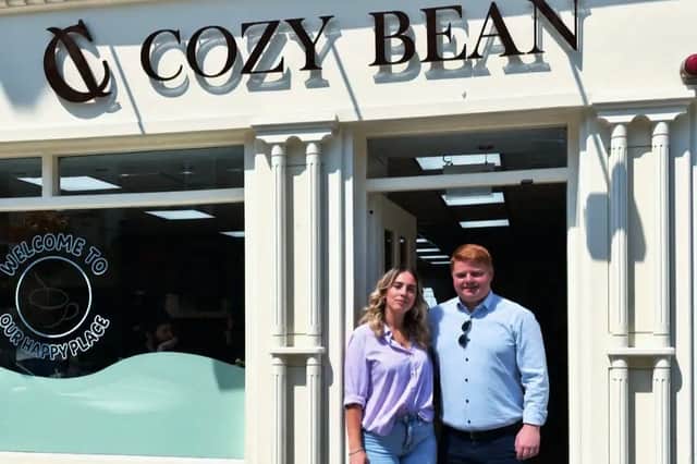 Cllr John O'Heney with Cozy Bean owner Paulina Zieba.