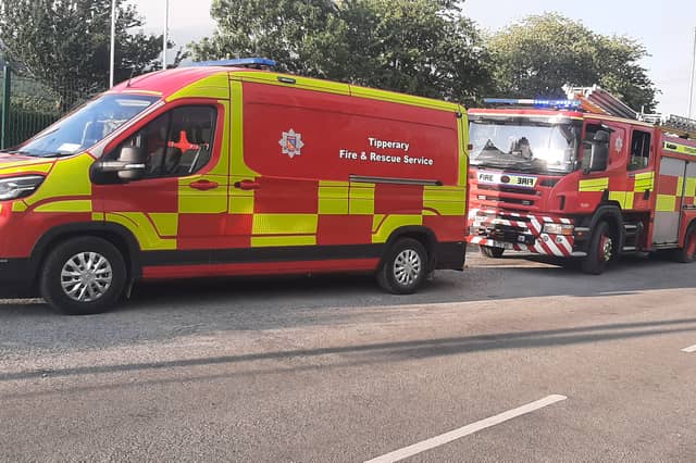 A Tipperary Fire Service van and tender in Killurney village on the first day of the Slievenamon wildfire last week