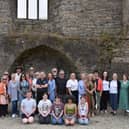 Members of The Bard in the Quarter production team with Cathal Quinn, one of Ireland's leading voice and dialect coaches, during a vocal coaching workshop at Ormond Castle a few weeks ago. 
