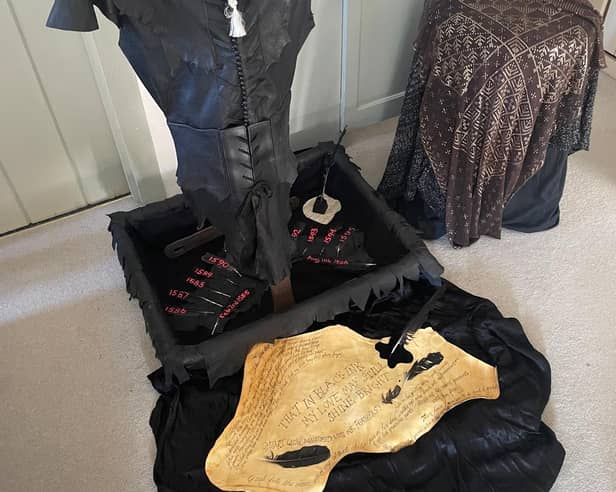 Artist Sheila Wood's artwork called the Empty Tunic created for The Bard in the Quarter Festival's The Empty Tunic: Echoes Across Waters – From Moyle to Avon to the Suir event in Ormond Castle