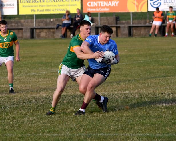 Aherlow's Micheal Elligott challenges Ardfinnan goalkeeper Cian O'Mahoney