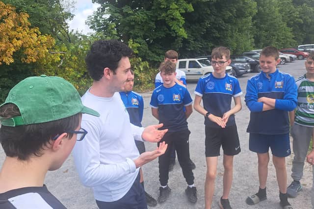 Olympic bronze medallist Daire Lynch chatting to some of the Juniors at Clonmel Rowing Club