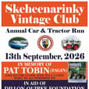 A poster advertising the Skeheenarinky Vintage Club's annual car and tractor run 