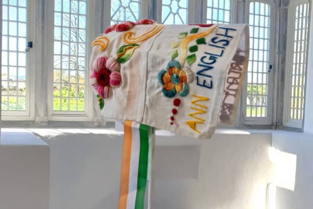 One of the bonnets that will feature in the exhibition for Though They Never Returned, Their Story Has Found Its Way Home at Ormond Castle on Culture Night . The bonnet is dedicated to Ann English, a native of county Tipperary, who was transported to New South Wales on board the ship Forth 11 on June 3, 1830.