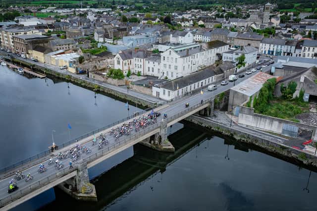 Cyclists coming over Dillon Bridge