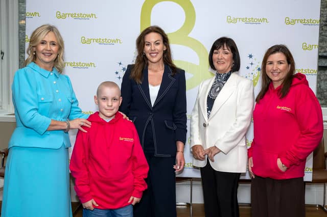 Dee Ahern CEO of Barretstown; Hayleigh Price, Minister for Health Jennifer Carroll MacNeill; Anne Heraty, Chair of Barretstown and the very First Camper Ciara Hoolahan at the announcement that Barretstown is to establish Ireland’s first Psychosocial Clinical Research Hub.