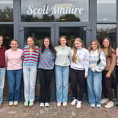 Members of Scoil Mhuire Secondary School's Leaving Cert Class of 2026 who achieved 500 points or over pictured outside the school