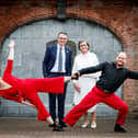 Pictured at St Patrick's Park in Dublin to announce the recipients of the Arts Council's 2026 Arts Grant Funding scheme are: Minister for Culture, Communications and Sport, Patrick O'Donovan with Arts Council Chair Maura McGrath and aerial artists and Arts Grant Funding recipients Henrik Gard and Ali Stanger. 