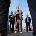 Giles Duley laying a wreath at the Tipperary Remembrance Arch at St Vincent’s Hospital  